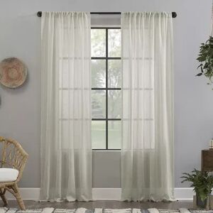 Clean Window Crushed Texture Anti-Dust Sheer Window Curtain, Beig/Green, 52X96