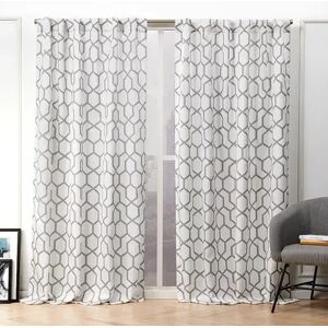 Nicole Miller NY Nicole Miller 2-pack Hexa Geometric Print Hidden Tab Top Window Curtains, Grey, 54X96