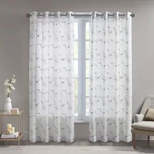 Madison Park 1-panel Abelia Floral Embroidered Sheer Window Curtain, Natural, 50X95