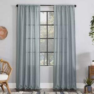 Clean Window Crushed Texture Anti-Dust Sheer Window Curtain, Blue, 52X95