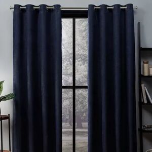 Exclusive Home 2-pack Oxford Textured Sateen Woven Blackout Window Curtains, Blue, 52X84