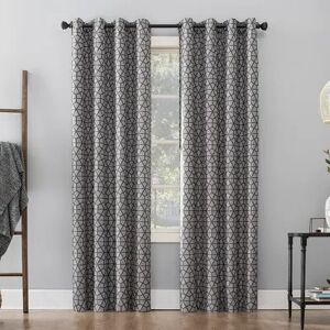 Sun Zero Burke Twill Mosaic Thermal Extreme 100% Blackout Grommet Curtain Panel, Silver, 52X63