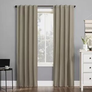 Sun Zero Cyrus Thermal 100% Blackout Back Tab Window Curtain, White, 40X63