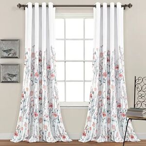 Lush Decor Clarissa Floral Room Darkening 2-pack Window Curtain Set, Blue, 52X84