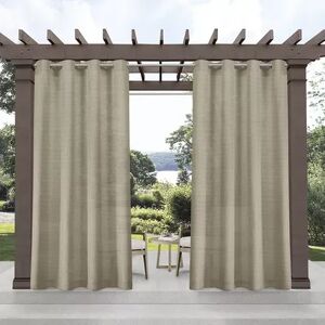 Exclusive Home 2-pack Miami Indoor/Outdoor Textured Window Curtains, Med Beige, 54X84