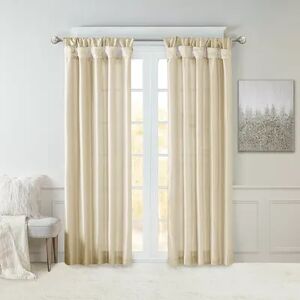 Madison Park 1-Panel Natalie Light Filtering Twisted Tab Lined Window Curtain, White, 50X108