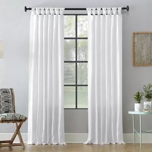 Archaeo 1-panel Washed Cotton Twist Tab Window Curtain, White, 52X95