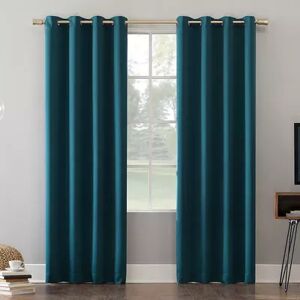 Sun Zero Oslo Theater Grade Extreme 100% Blackout Curtain Grommet Panel, Turquoise/Blue, 52X84