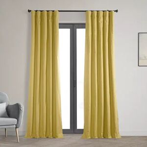 EFF Solid Cotton Blackout Window Curtain, Yellow, 50X84