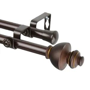 Rod Desyne Dynasty Adjustable Double Curtain Rod, Brown, 28-48