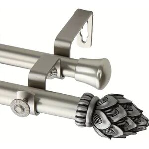 Rod Desyne Bud Adjustable Double Curtain Rod, Silver, 66-120