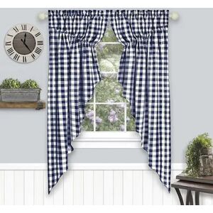 Achim 2-pack Buffalo Check Gathered Swag Window Curtain Set, Blue, 37X63