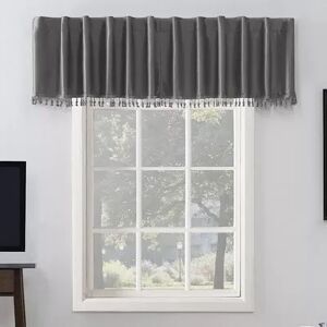 Sun Zero Evelina Faux Dupioni Silk Back Tab 100% Blackout Window Valance, Grey, 50X17