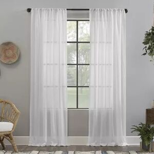 Clean Window Crushed Texture Anti-Dust Sheer Window Curtain, White, 52X96