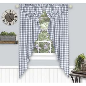 Achim 2-pack Buffalo Check Gathered Swag Window Curtain Set, Grey, 37X63