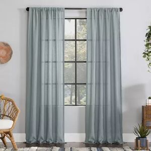 Clean Window Crushed Texture Anti-Dust Sheer Window Curtain, Blue, 52X63