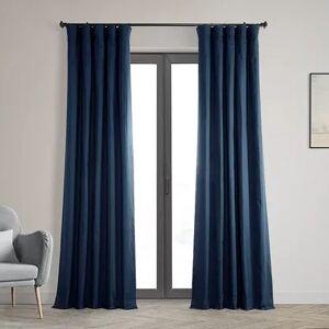 EFF Solid Cotton Blackout Window Curtain, Blue, 50X96