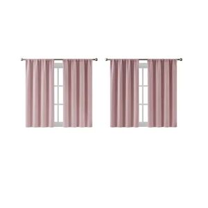 Hopscotch Ethan 4-Piece Rod Pocket Blackout Curtain Panel Set, Pink, 38X63