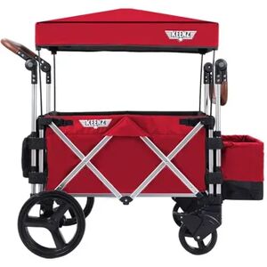 Keenz 7S Push Pull 2-Kid Baby Toddler Kids Wheeled Stroller Wagon w/ Canopy, Red, Brt Red