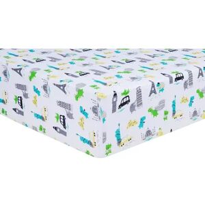 Trend Lab Dinosaurs Around the World Jersey Fitted Crib Sheet, Multicolor