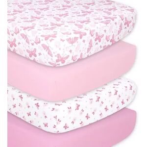 The Peanutshell 4-Pack Pink Butterfly Fitted Crib Sheets