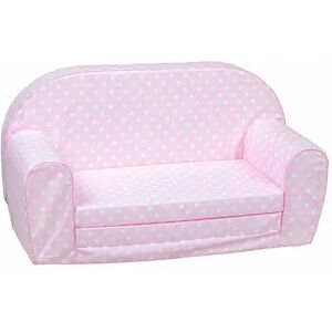 Delsit Toddler Couch 2 in 1 Flip Open Kid Size Foam Sofa Lounger, Pink Polka Dot, Med Pink