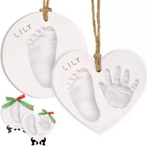 KeaBabies 2pk Baby Handprint Footprint Ornament Keepsake Kit, Personalized All-in-1 Baby Ornaments for Newborns and Infants, White