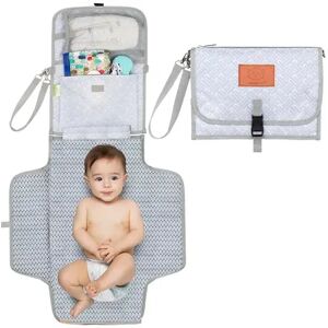 KeaBabies Portable Diaper Changing Pad, Waterproof Foldable Baby Changing Mat, Portable Changing Pad Kit, Grey