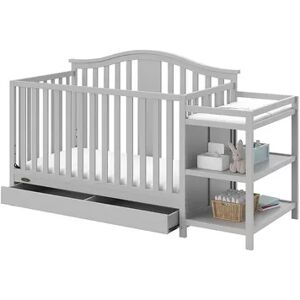 Graco Solano 4-in-1 Convertible Crib & Changer with Drawer, Grey