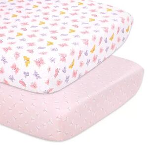 The Peanutshell 2-Pack Butterfly Crib Sheets, Pink, Large