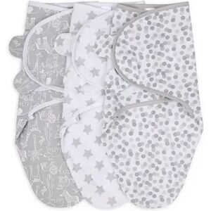 The Peanutshell Grey Safari Sky 3-Pack Swaddles, M-L