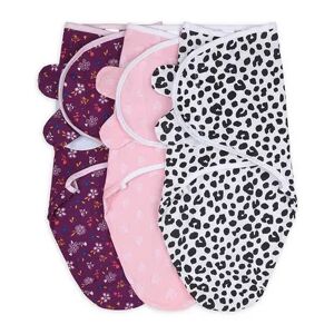 The Peanutshell Purple Ditsy 3-Pack Swaddles, SMALL-Med