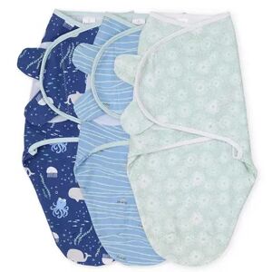 The Peanutshell 3-Pack Under the Sea Baby Swaddles, Blue, 3-6 Months