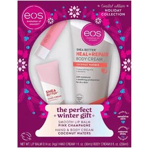 eos Holiday 2022 Pink Champagne Stick & Coconut Waters 1-oz. Hand Cream & 8-oz. Body Cream Carton, Size: 3 CT, Multicolor