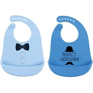 Hudson Baby Infant Boy Silicone Bibs 2pk, Perfect Gentleman, One Size, Brt Blue