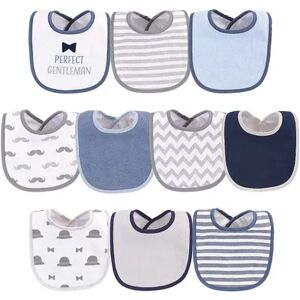 Hudson Baby Infant Boy Cotton and Polyester Bibs 10pk, Perfect Gentleman, One Size, Brt Blue