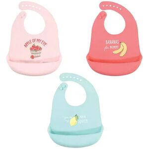 Hudson Baby Infant Girl Silicone Bibs, Apple Of My Eye, One Size, Med Pink