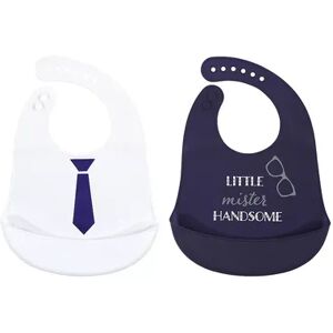 Hudson Baby Infant Boy Silicone Bibs 2pk, Little Mister Handsome, One Size, Brt Blue