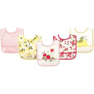 Hudson Baby Infant Girl Waterproof PEVA Bibs 5pk, Strawberry, One Size, Yellow