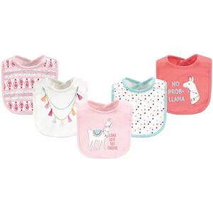 Little Treasure Baby Girl Cotton Bibs 5pk, Llama, One Size, Med Pink