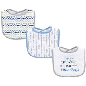 Luvable Friends Baby Boy Cotton Drooler Bibs with Fiber Filling 3pk, Boy Thank Heaven, One Size, Brt Blue