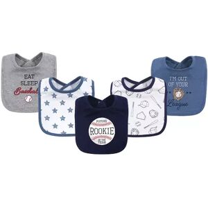 Hudson Baby Infant Boy Cotton Bibs 5pk, Baseball, One Size, Brt Blue