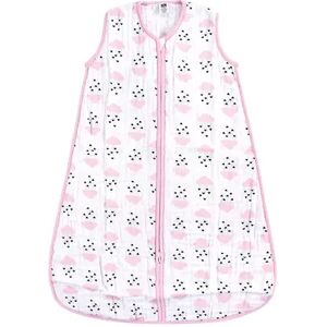 Hudson Baby Infant Girl Muslin Cotton Sleeveless Wearable Sleeping Bag, Sack, Blanket, Clouds And Hearts, 12-18 Months, Infant Girl's, Med Pink