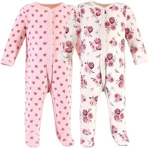 Hudson Baby Infant Girl Cotton Snap Sleep and Play 2pk, Rose, Infant Girl's, Size: 3-6 Months, Med Pink