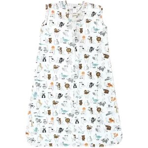 Hudson Baby Unisex Baby Cotton Sleeveless Wearable Sleeping Bag, Sack, Blanket, Alphabet Animals, Infant Unisex, Size: 0-6 Months, White