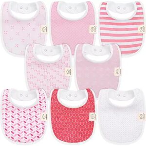 KeaBabies 8pk Organic Baby Bibs for Boy, Baby Drool Bib for Baby Boys and Girls, Infant Teething Bibs, Med Pink