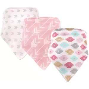 Hudson Baby Infant Girl Cotton Bandana Bibs 3pk, Aztec, One Size, Med Pink