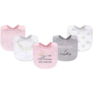Little Treasure Baby Girl Cotton Bibs 5pk, Princess, One Size, Med Pink