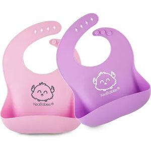 KeaBabies Baby Silicone Bibs, Waterproof, Easy Wipe Baby Bib, Baby Feeding Bibs with Large Food Catcher Pocket For Girls, Multicolor