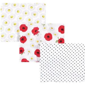 Hudson Baby Infant Girl Cotton Muslin Swaddle Blankets, Poppy Daisy, One Size, Brt Red